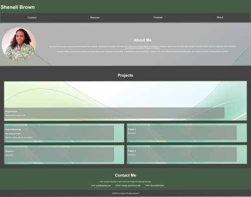 screenshot of portfolio website